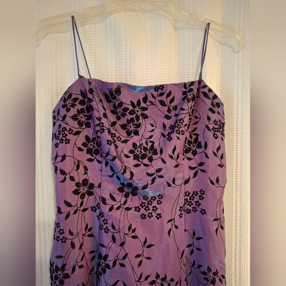 Vintage Purple Floral Spaghetti Strap Dress